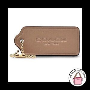 2.25" COACH NEW YORK Tan Light Brown Leather Key Fob Bag Charm Keychain Hang Tag